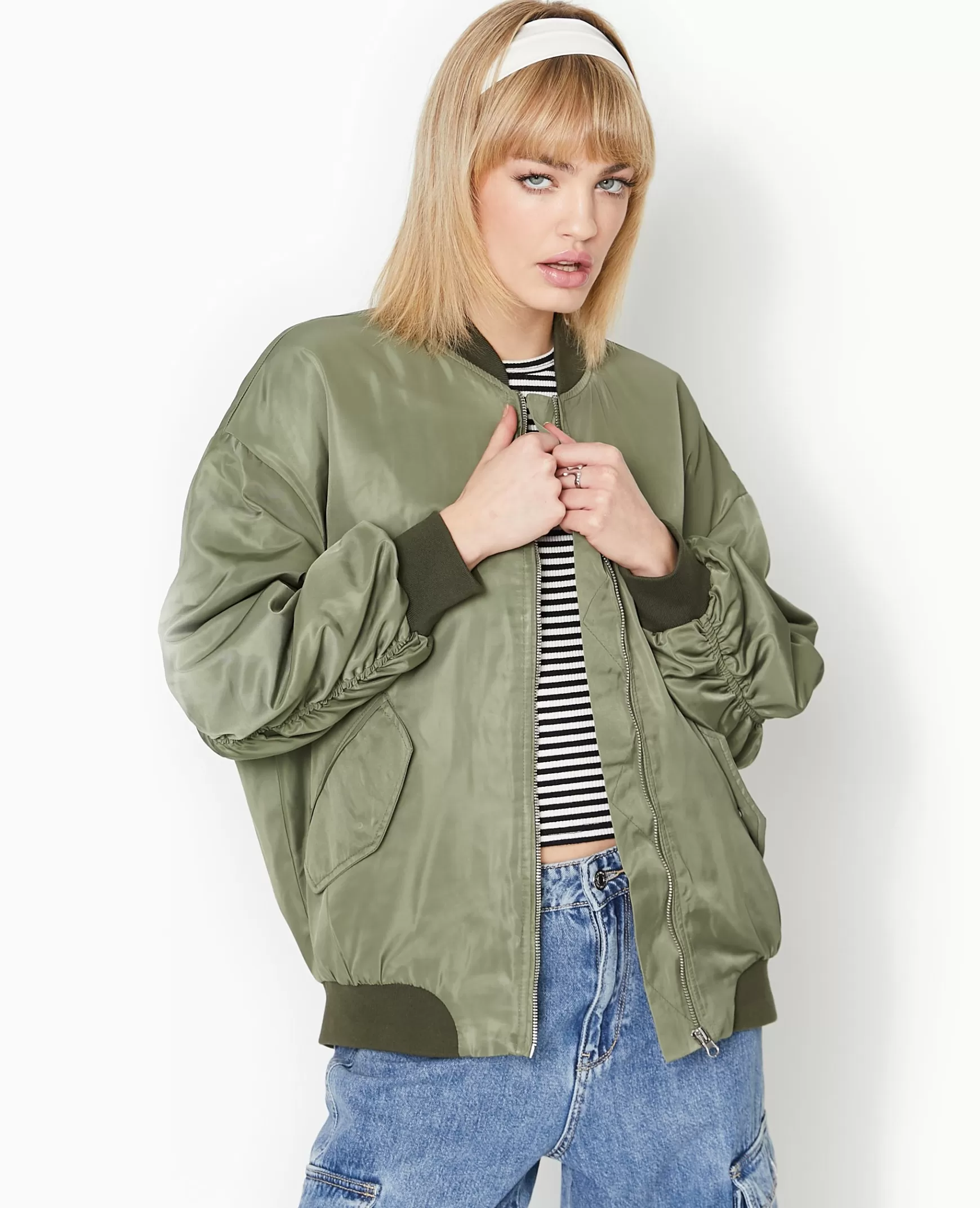Pimkie Bombers oversize avec fronces dos et manches - Vert kaki Vertkaki Best Sale