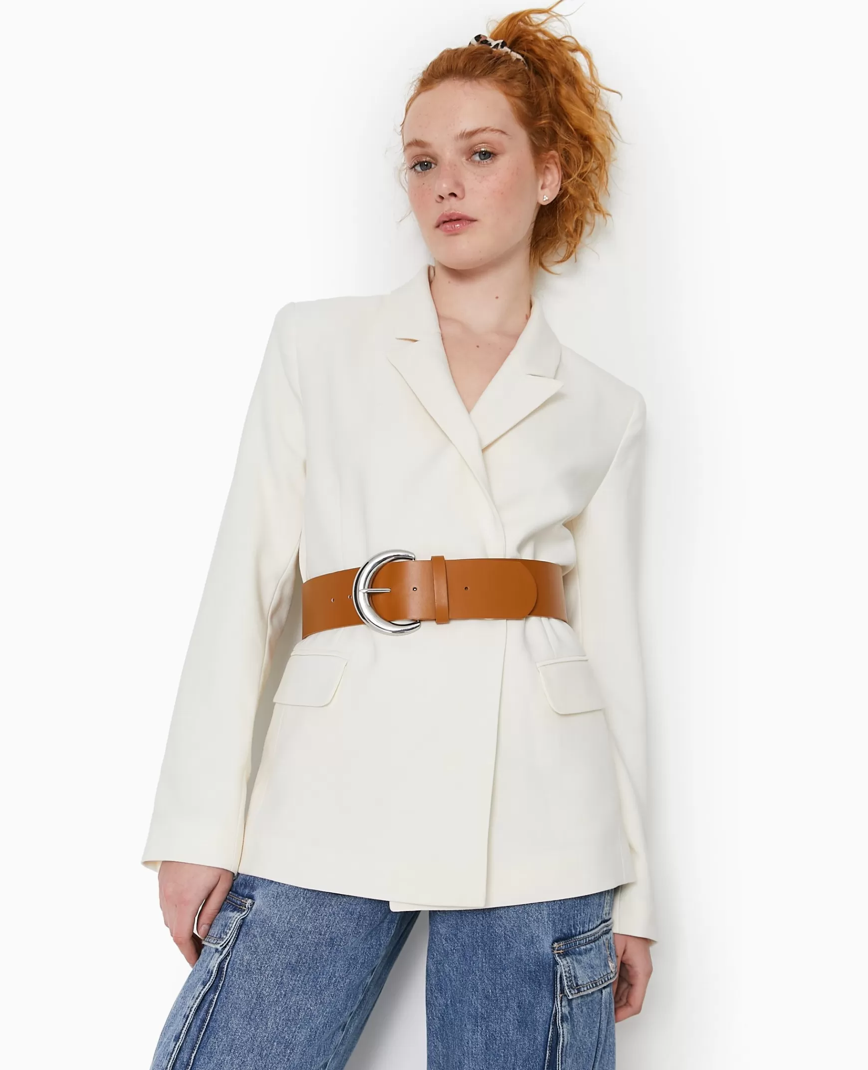 Pimkie Ceinture large avec grosse boucle - Camel Flash Sale