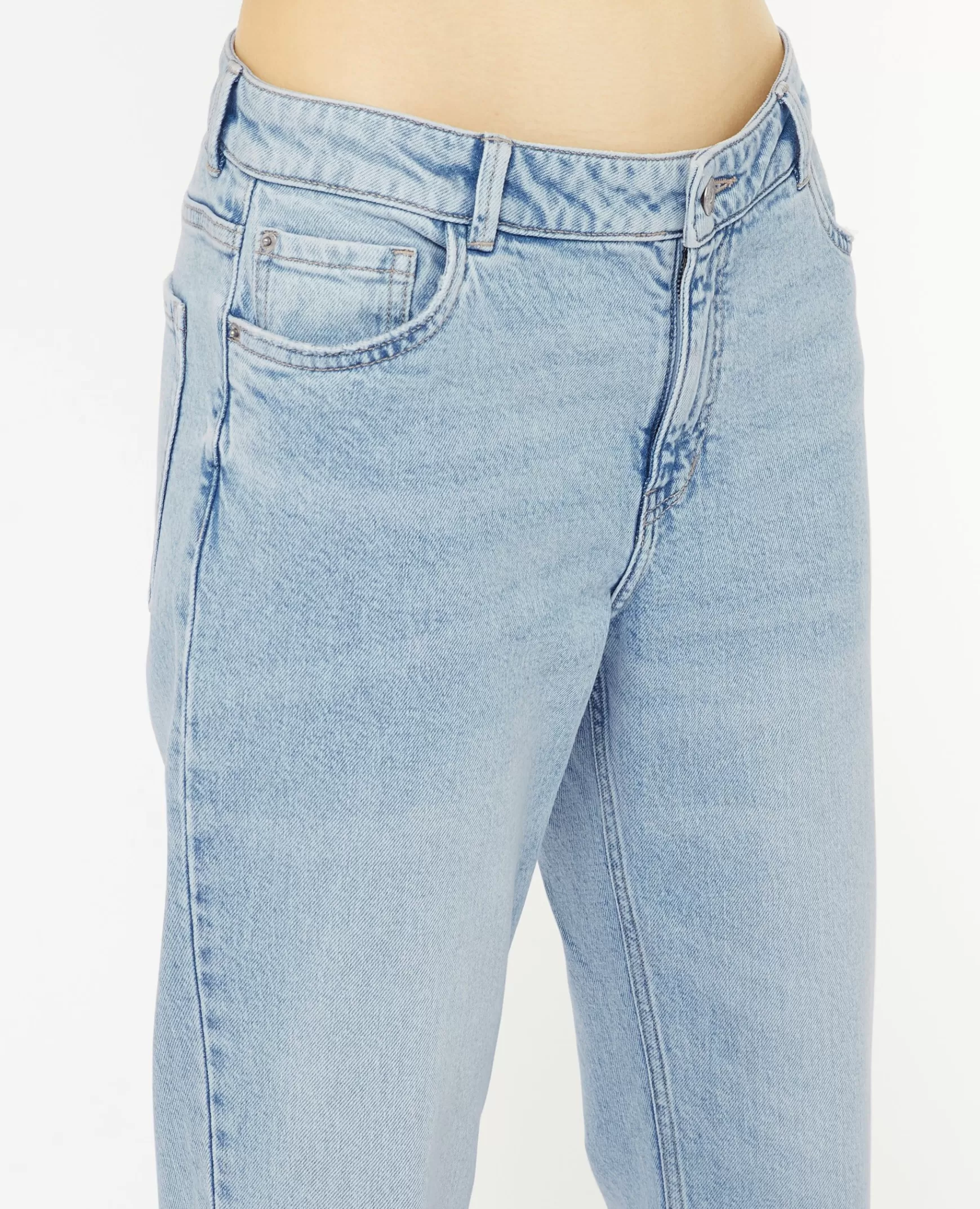 Pimkie Jean droit taille regular avec bas effilochs - Bleu clair Bleuclair Online
