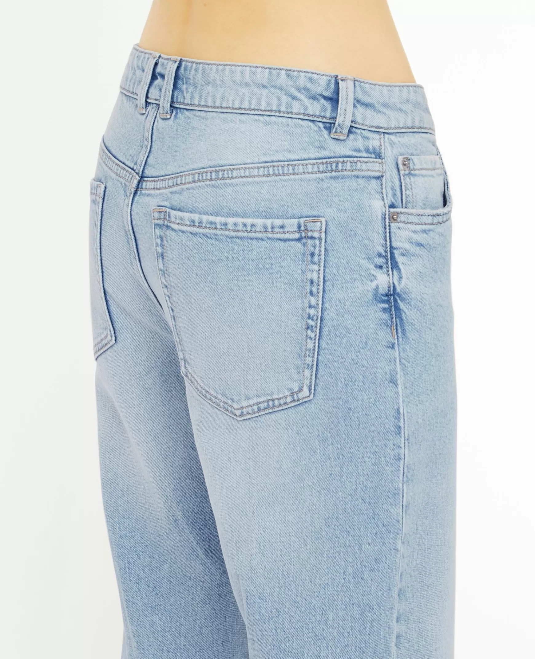Pimkie Jean droit taille regular avec bas effilochs - Bleu clair Bleuclair Online