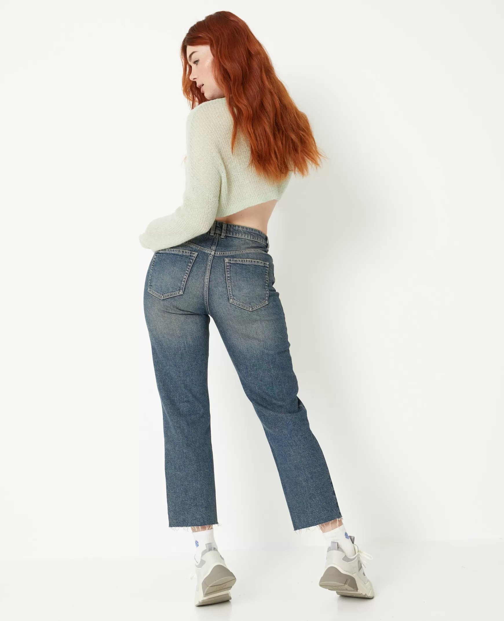 Pimkie Jean droit taille regular avec bas effilochs - Vert kaki Vertkaki Online
