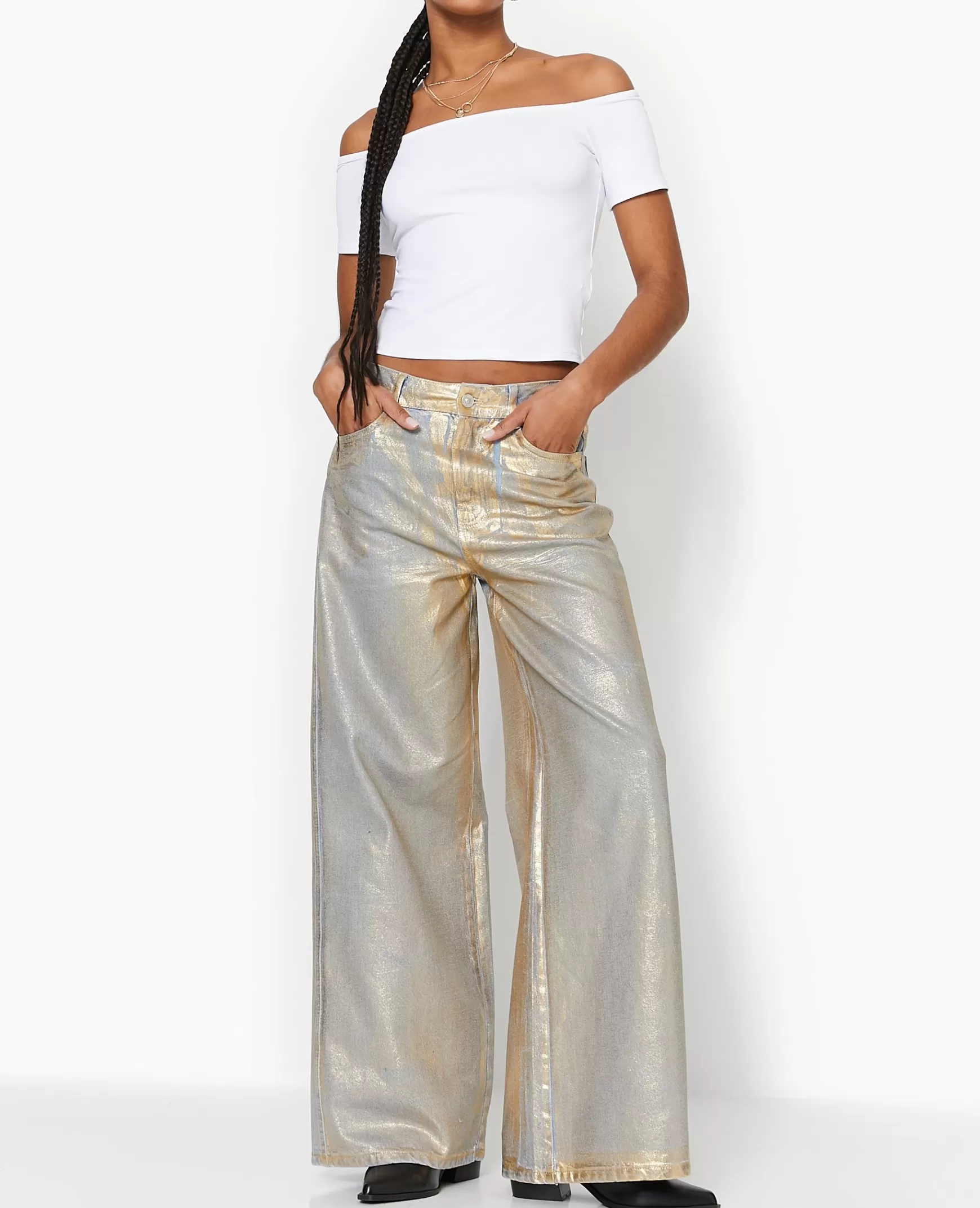 Pimkie Jean wide taille haute enduit - Dor Fashion
