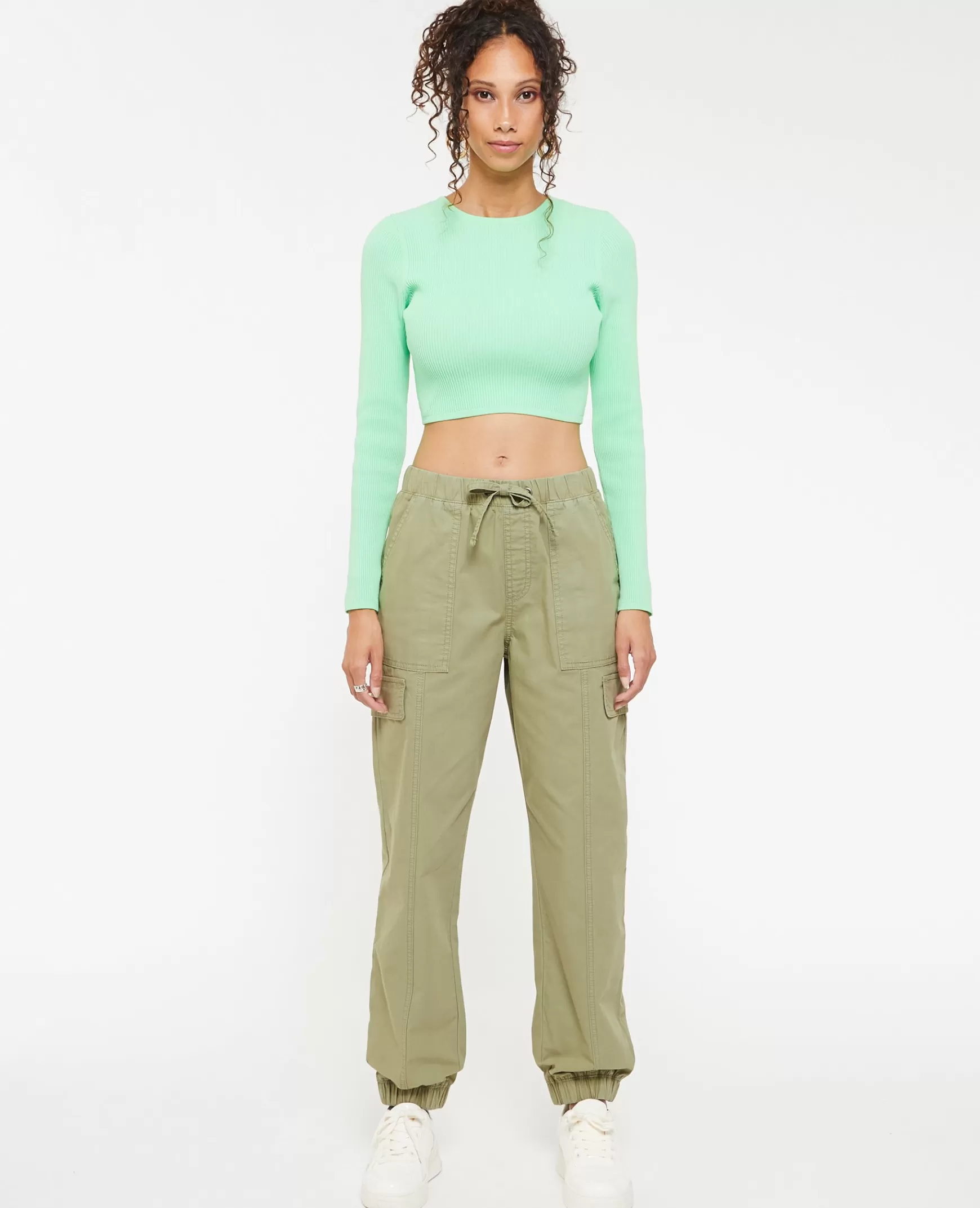 Pimkie Pantalon cargo taille et bas lastiqus - Vert de gris Vertdegris Shop