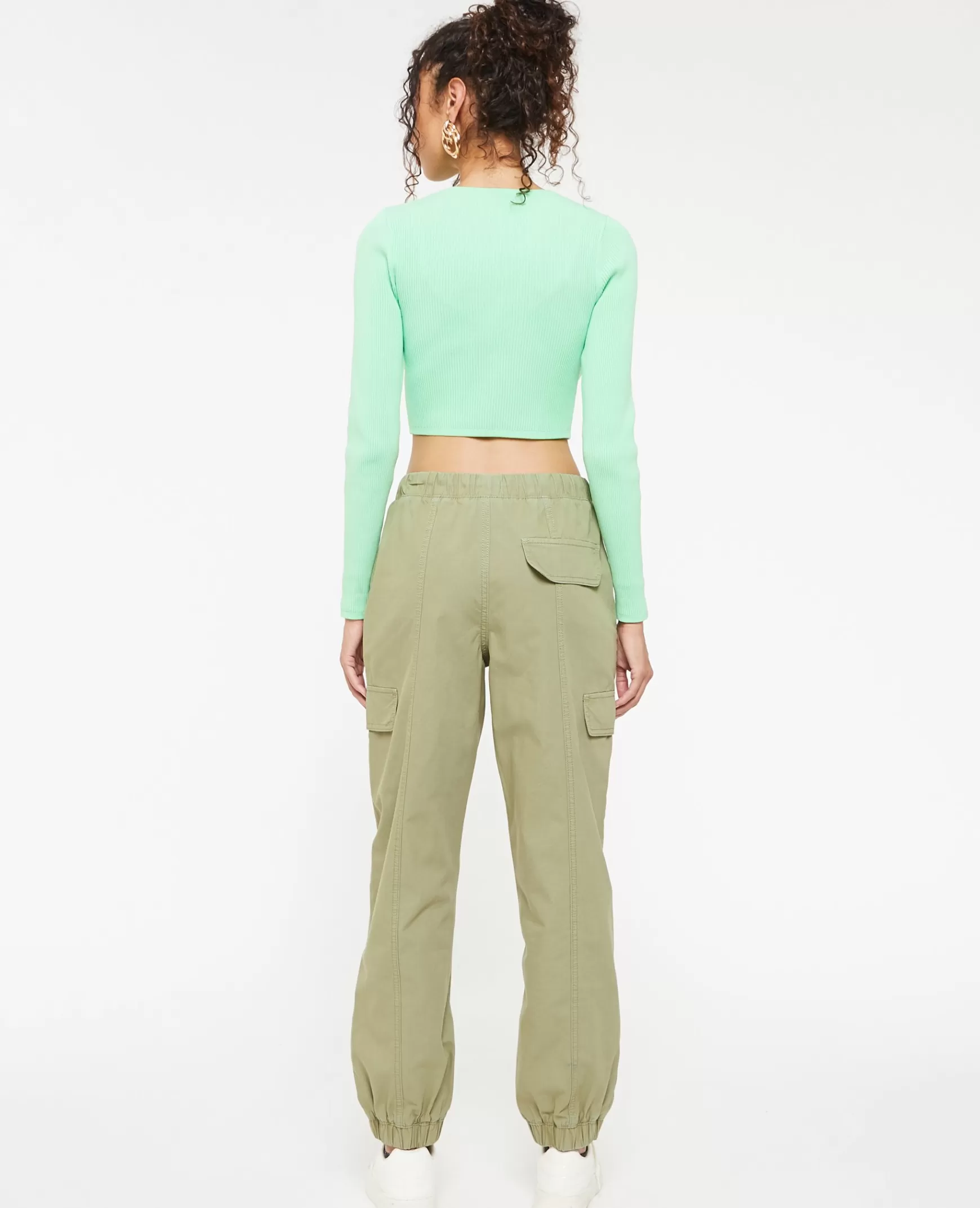 Pimkie Pantalon cargo taille et bas lastiqus - Vert de gris Vertdegris Shop
