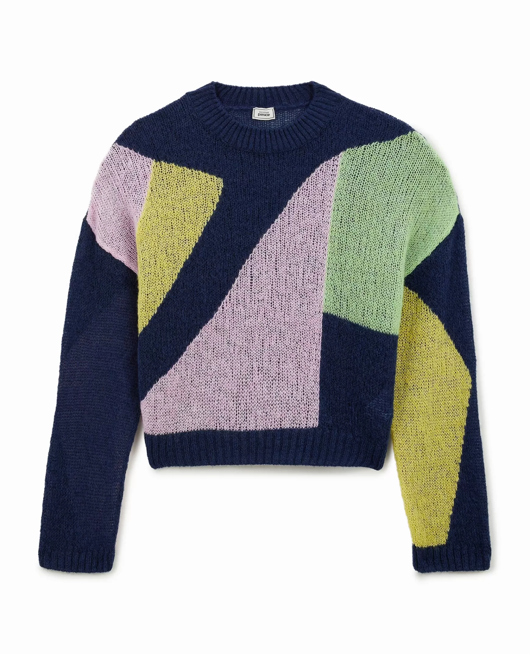 Pimkie Pull en maille lgère colorblock - Bleu Discount