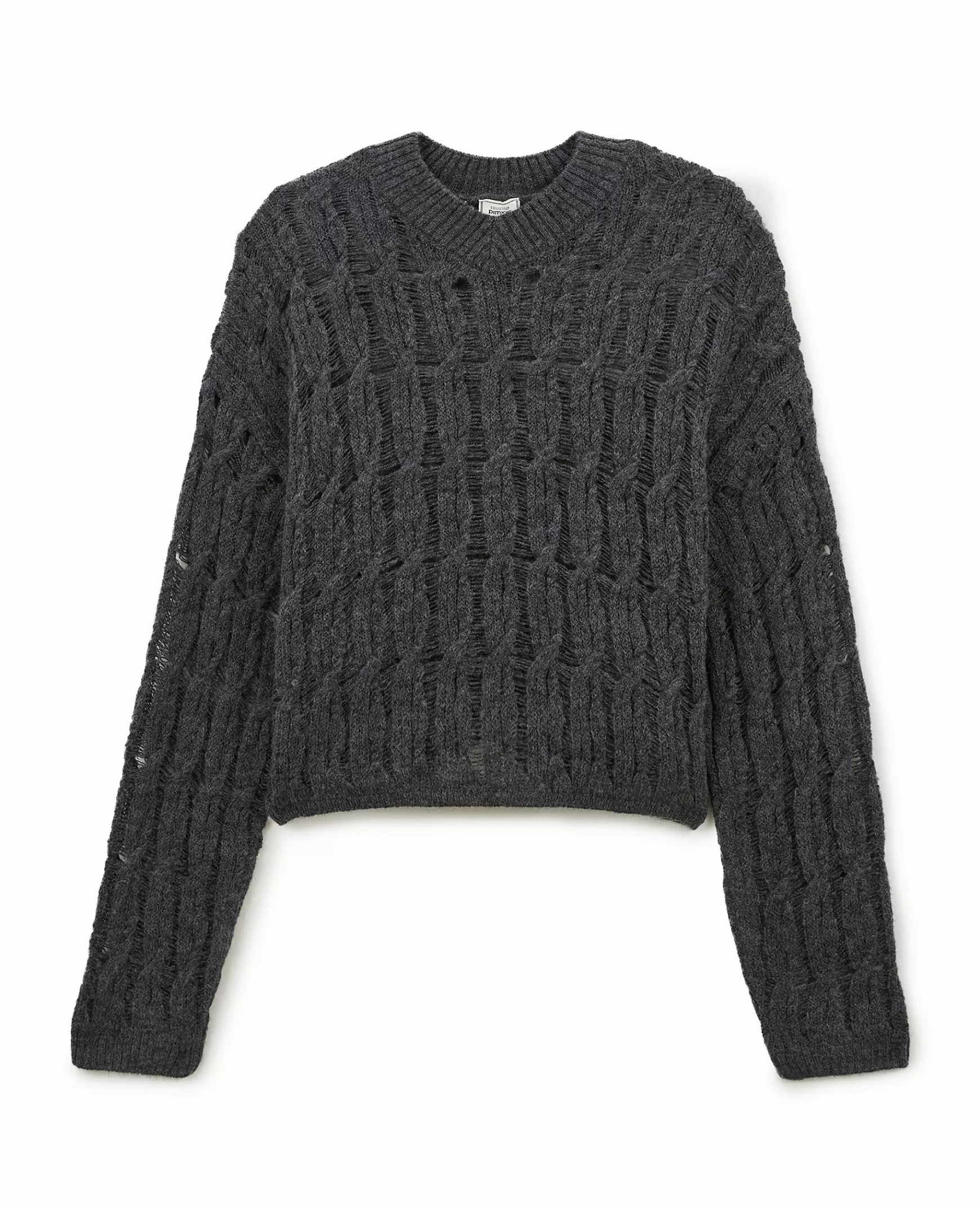 Pimkie Pull en maille torsade et ajoure effet destroy - Gris fonc Grisfonc Cheap