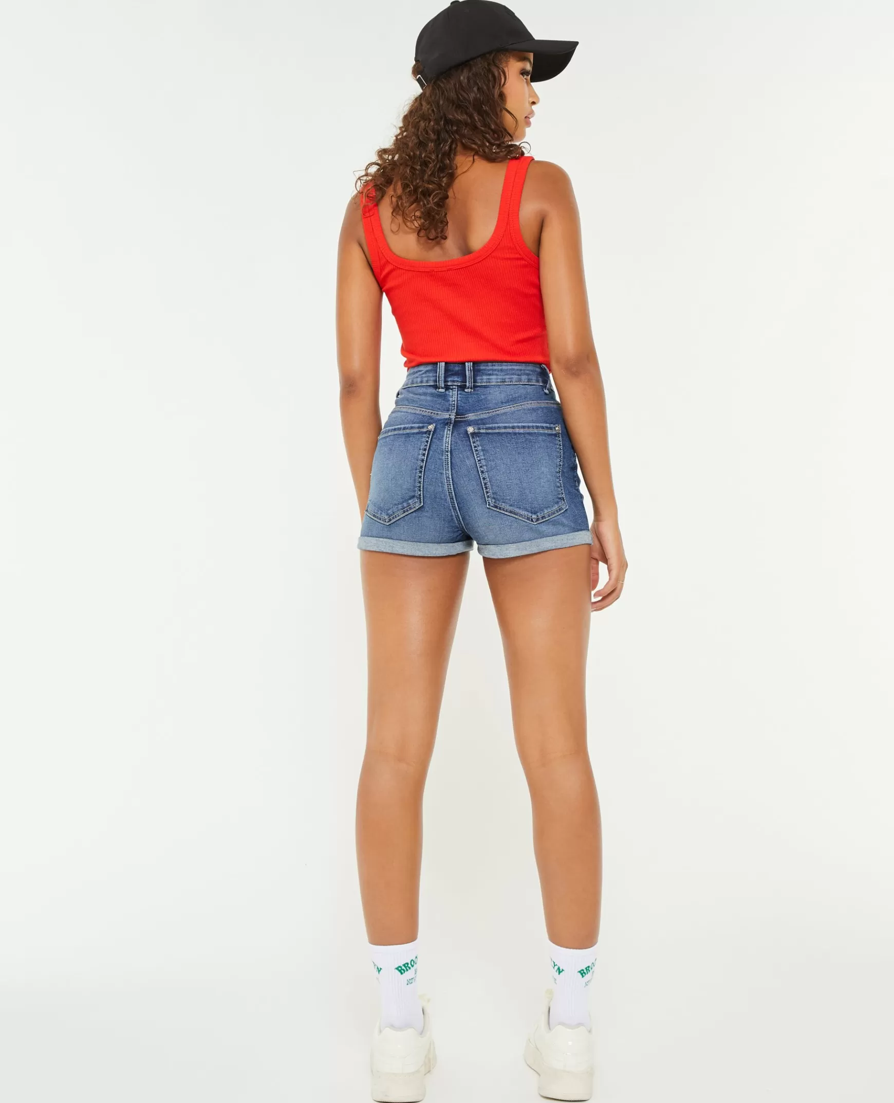 Pimkie Short en jean taille haute à rebords - Bleu Store