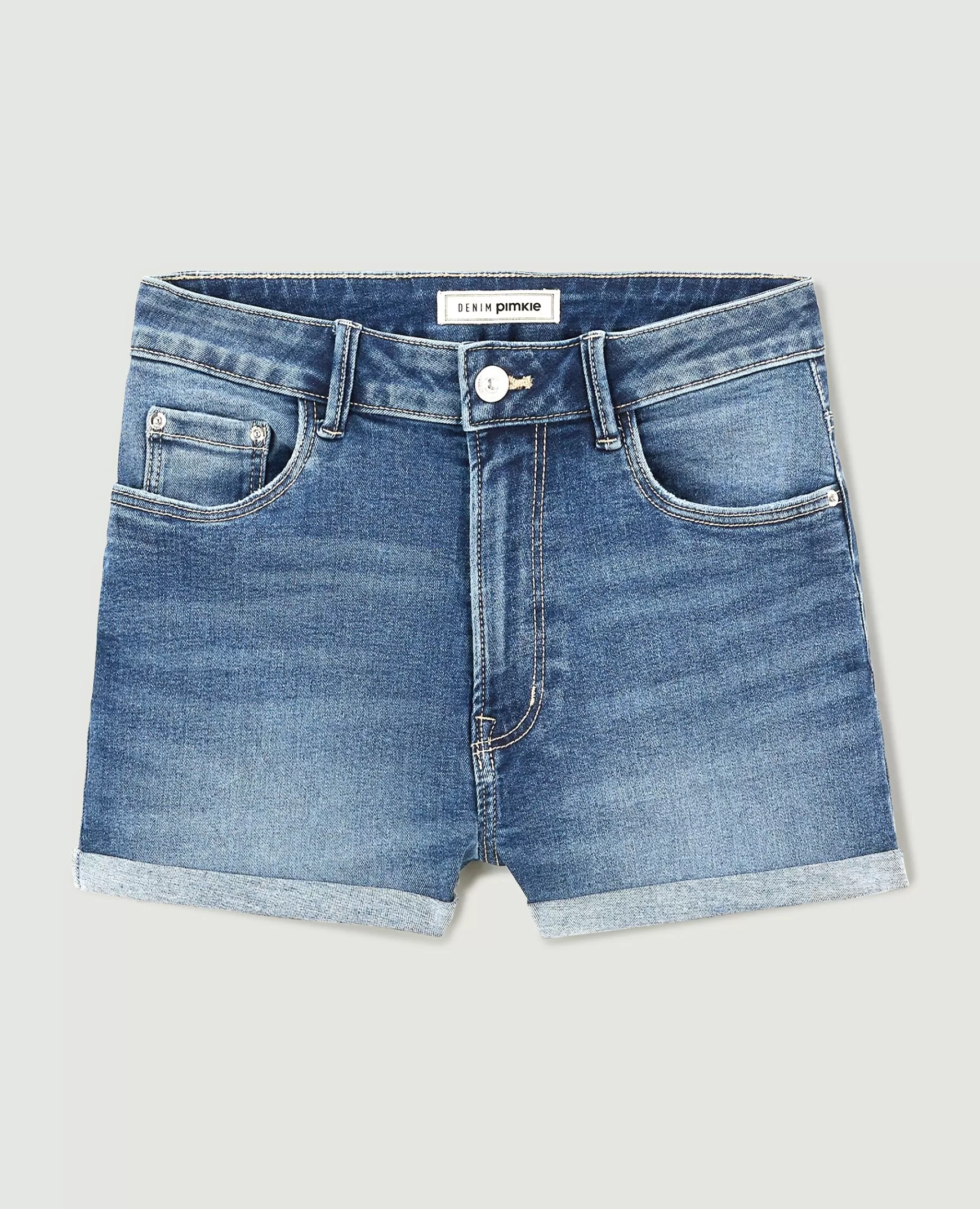 Pimkie Short en jean taille haute à rebords - Bleu Store