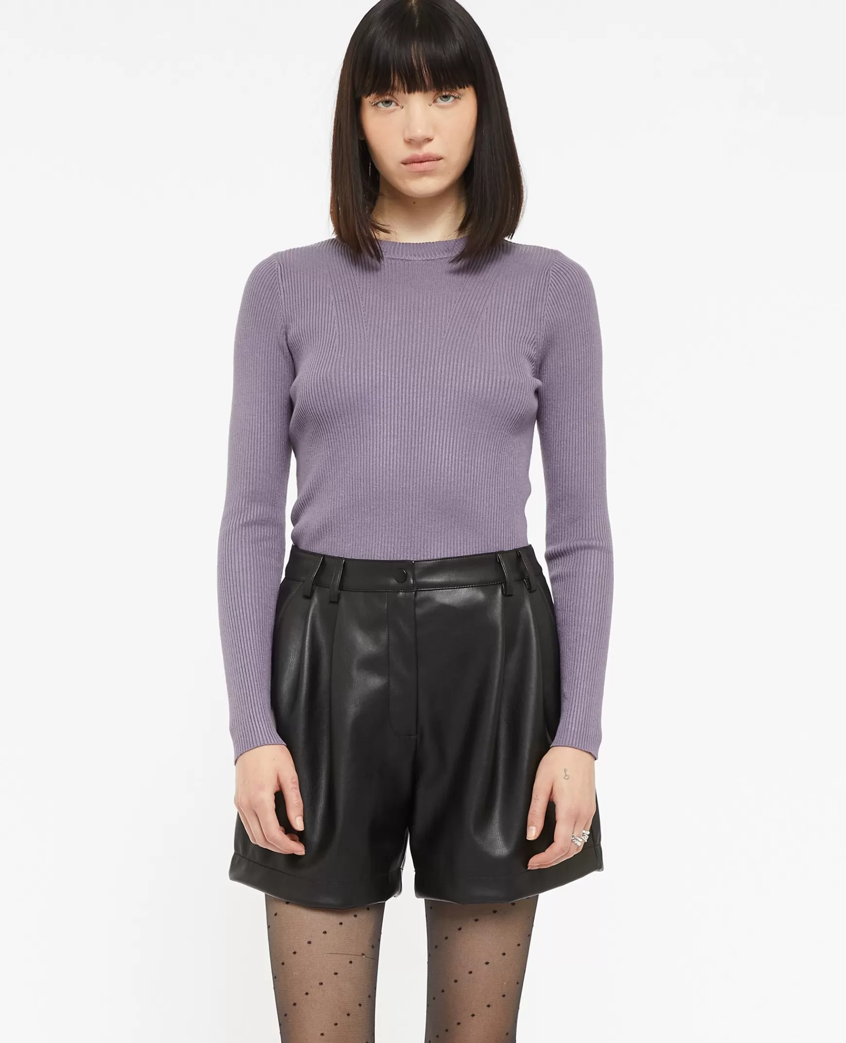 Pimkie Short taille haute en simili cuir avec pinces - Noir Clearance