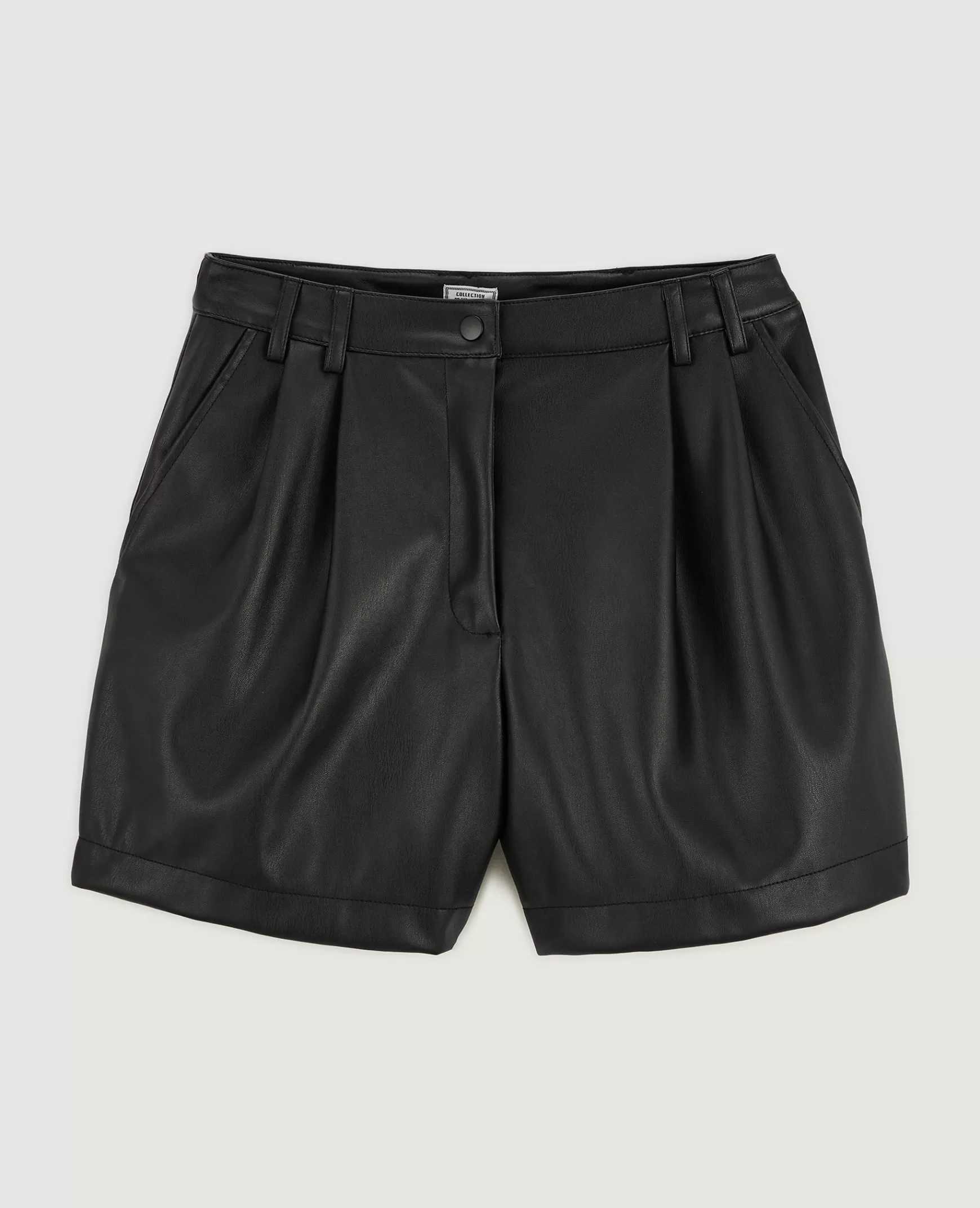 Pimkie Short taille haute en simili cuir avec pinces - Noir Clearance