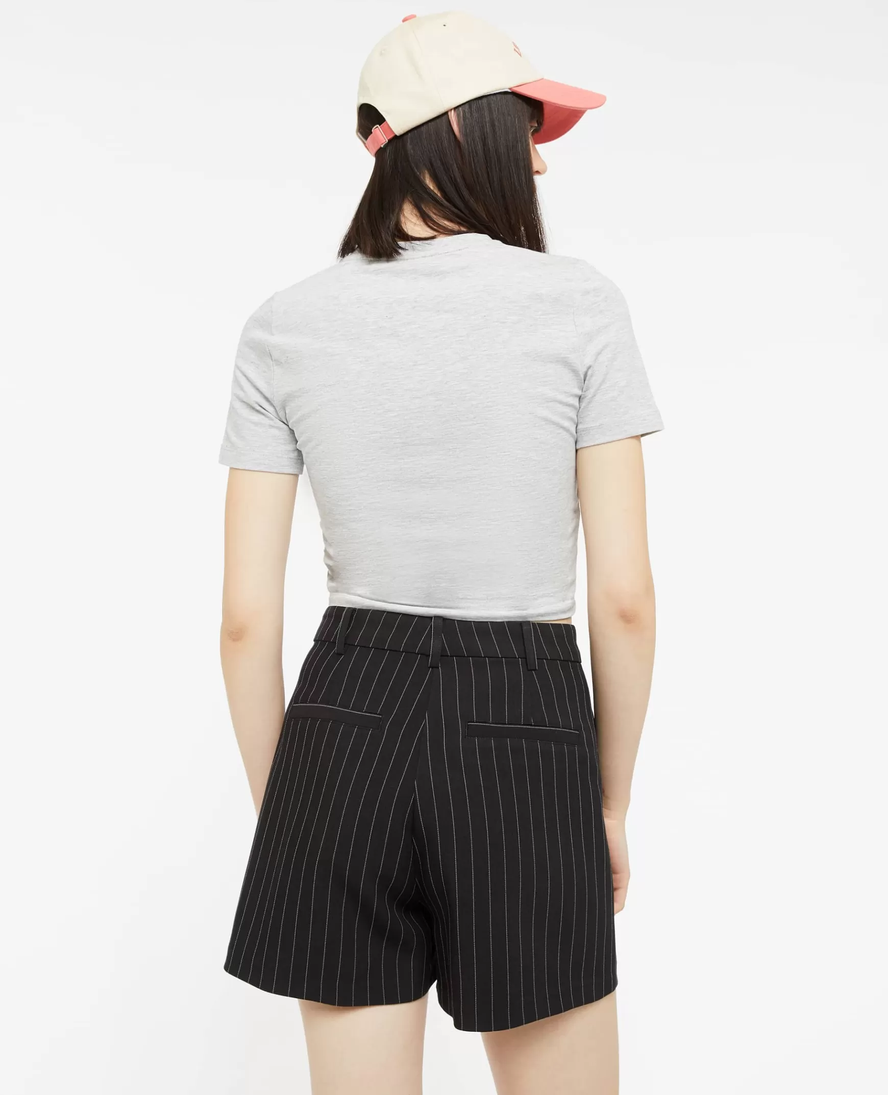 Pimkie Short taille haute fines rayures avec pinces - Noir Cheap